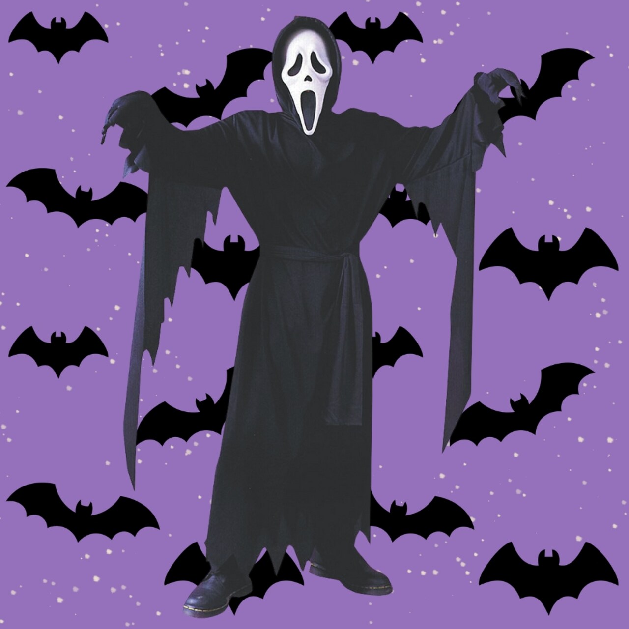 Unisex Scream Costume Halloween Ghost Face Mask Hooded Robe Belt Scary Party Outfit